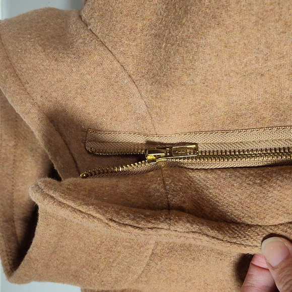 J. Crew City Coat Wool High Collar Long Winter Coat Tan Brown 2 - Picture 8 of 16